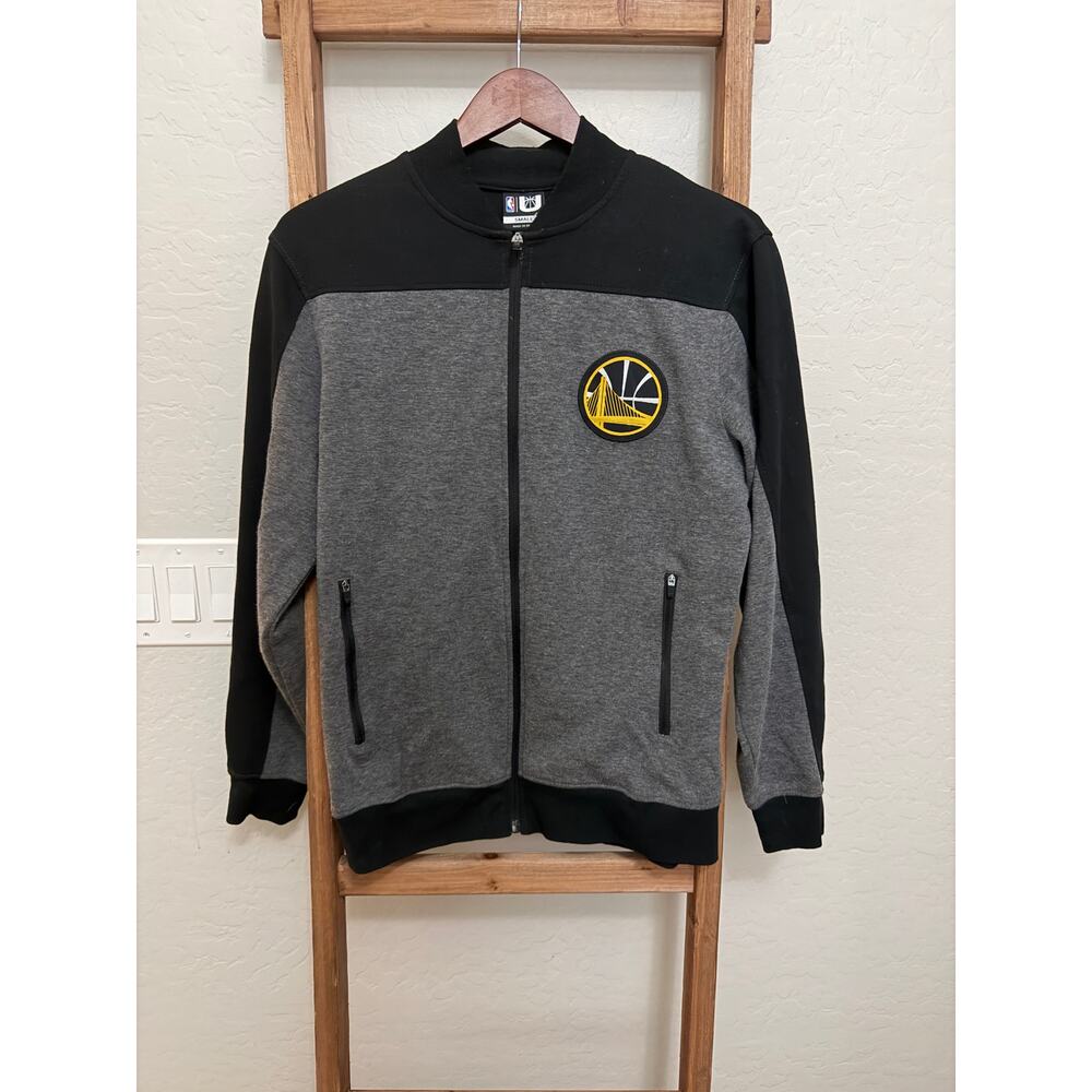 NBA Golden State Warriors athletic full-zip jacket in black and gray- size small